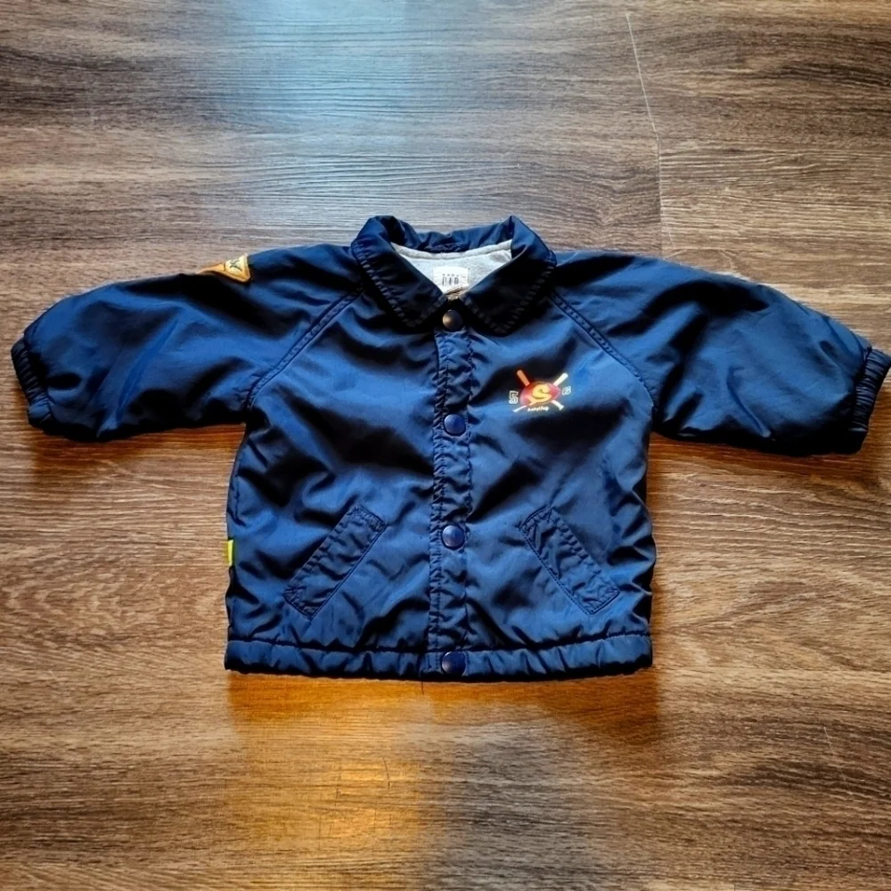 Baby Gap Boys Light Weight Navy Baseball Themed Jacket 12-18mo